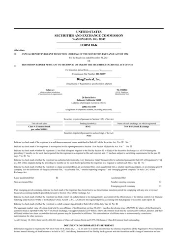 Thumbnail RingCentral
 10-K Annual Report 2021