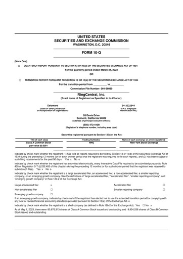 Thumbnail RingCentral
 10-Q Quarterly Report FY 