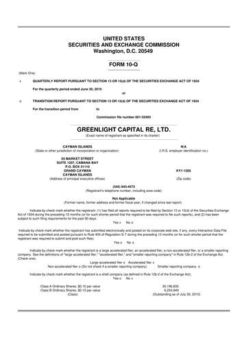 Thumbnail Greenlight Re 10-Q Quarterly Report FY 