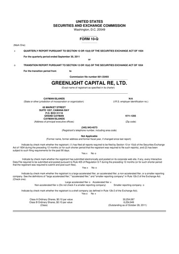 Thumbnail Greenlight Re 10-Q Quarterly Report FY2011 