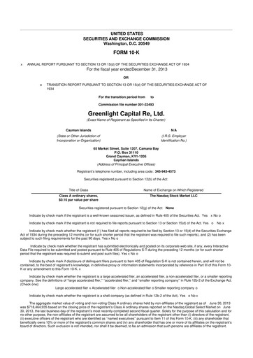 Thumbnail Greenlight Re 10-K Annual Report 2013