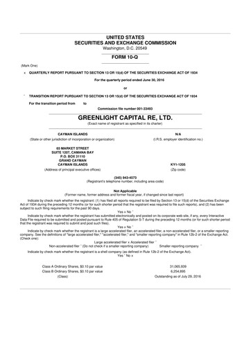 Thumbnail Greenlight Re 10-Q Quarterly Report FY2016 