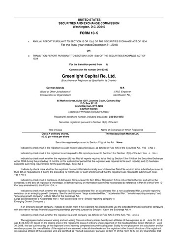 Thumbnail Greenlight Re 10-K Annual Report 2018
