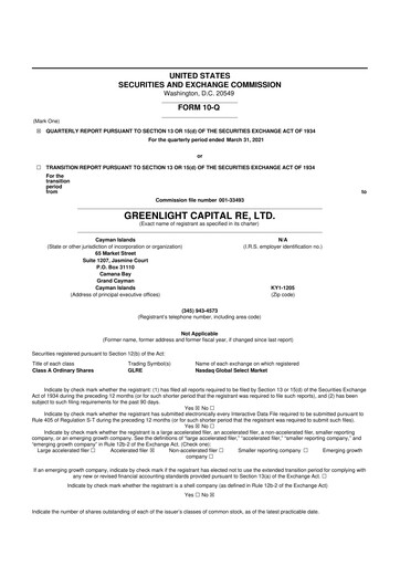 Thumbnail Greenlight Re 10-Q Quarterly Report FY2021 