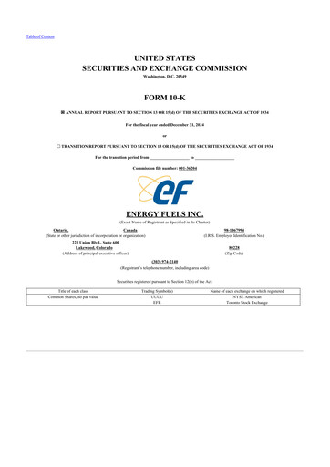 Thumbnail Energy Fuels
 10-K Annual Report 2024