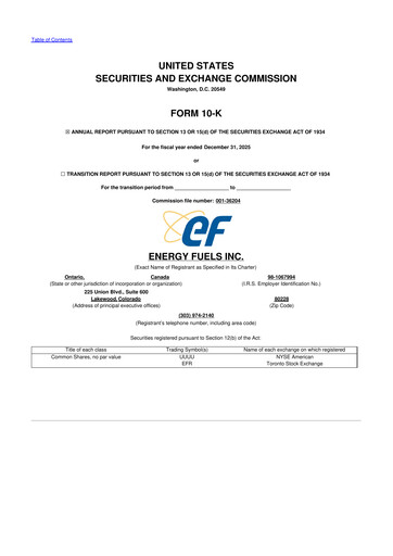 Vorschaubild Energy Fuels
 10-K Jahresbericht 2025