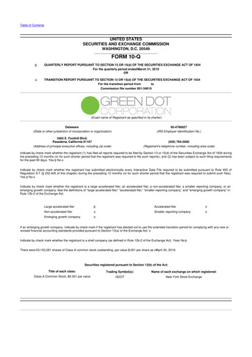 Thumbnail Green Dot 10-Q Quarterly Report FY2019 