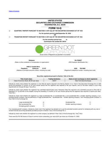 Thumbnail Green Dot 10-Q Quarterly Report FY2020 