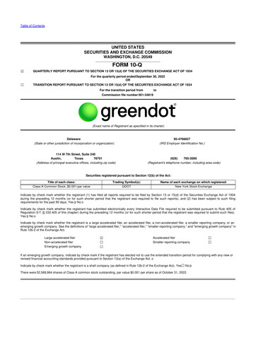 Thumbnail Green Dot 10-Q Quarterly Report FY2022 