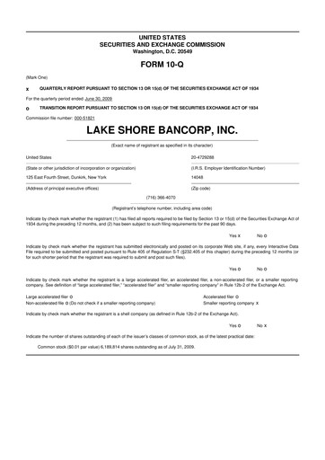 Thumbnail Lake Shore Bancorp 10-Q Quarterly Report FY 