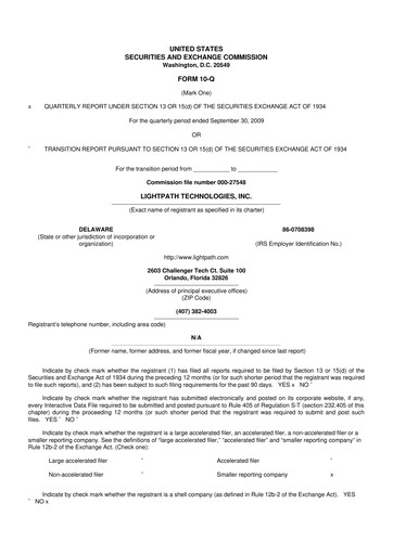 Thumbnail LightPath Technologies 10-Q Quarterly Report FY 