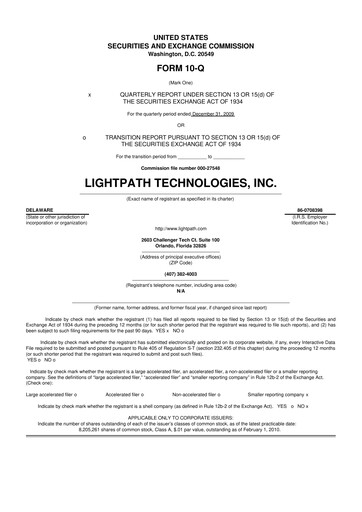 Thumbnail LightPath Technologies 10-Q Quarterly Report FY 