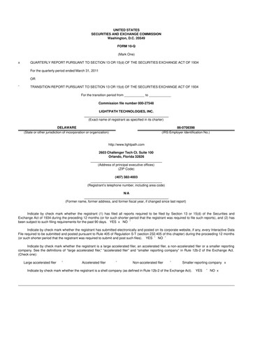 Thumbnail LightPath Technologies 10-Q Quarterly Report FY 