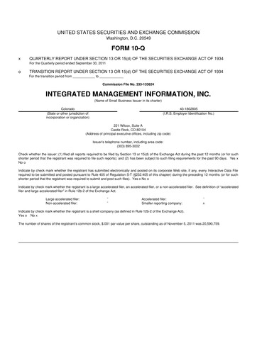 Thumbnail Where Food Comes From 10-Q Quarterly Report FY2011 