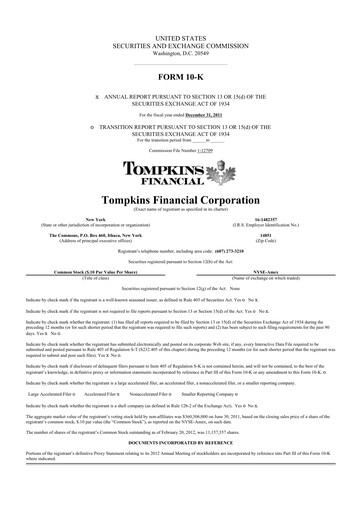 Thumbnail Tompkins Financial 10-K Annual Report 2011