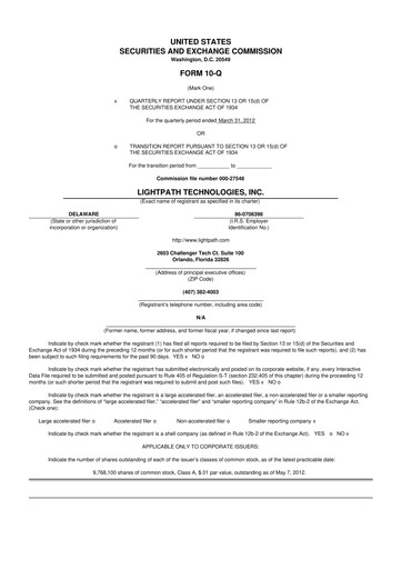 Thumbnail LightPath Technologies 10-Q Quarterly Report FY2012 