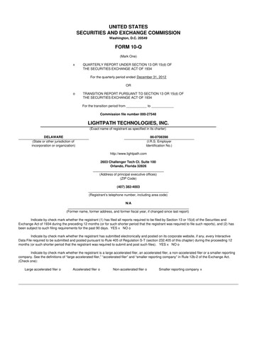 Thumbnail LightPath Technologies 10-Q Quarterly Report FY2013 