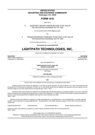Thumbnail LightPath Technologies 10-Q Quarterly Report FY2013 