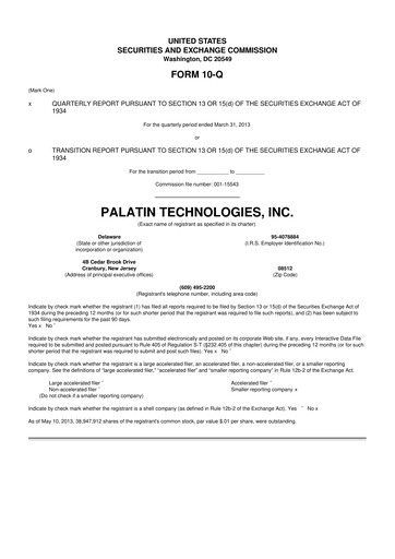 Thumbnail Palatin Technologies 10-Q Quarterly Report FY2013 