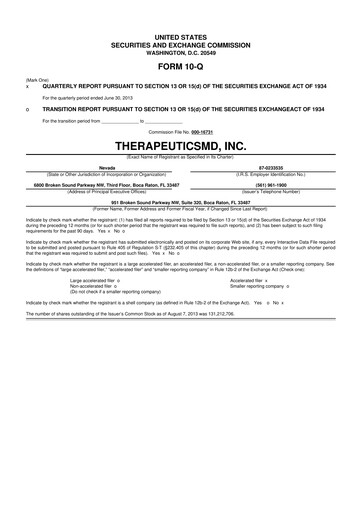Thumbnail TherapeuticsMD 10-Q Quarterly Report FY2013 