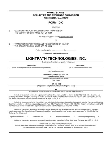 Thumbnail LightPath Technologies 10-Q Quarterly Report FY2014 