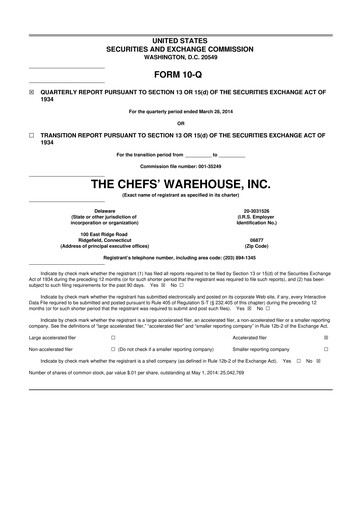 Miniature Chefs' Warehouse 10-Q Rapport trimestriel 2014 