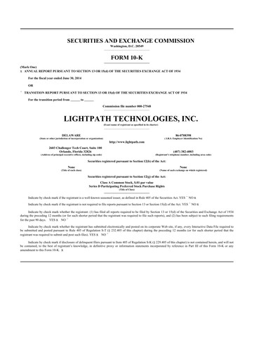 Thumbnail LightPath Technologies 10-K Annual Report 2014