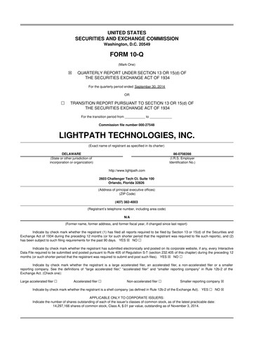 Thumbnail LightPath Technologies 10-Q Quarterly Report FY2015 