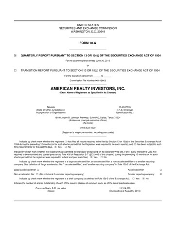 Thumbnail American Realty Investors 10-Q Quarterly Report FY 