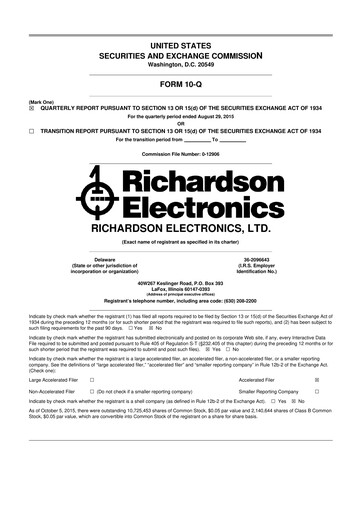 Thumbnail Richardson Electronics 10-Q Quarterly Report FY2016 