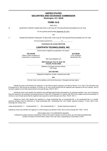 Thumbnail LightPath Technologies 10-Q Quarterly Report FY2016 