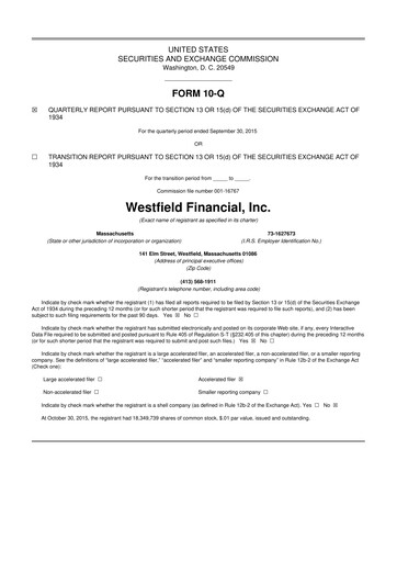 Thumbnail Western New England Bancorp 10-Q Quarterly Report FY2015 