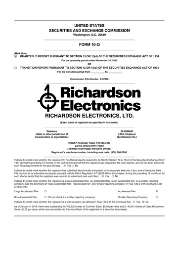 Thumbnail Richardson Electronics 10-Q Quarterly Report FY2016 