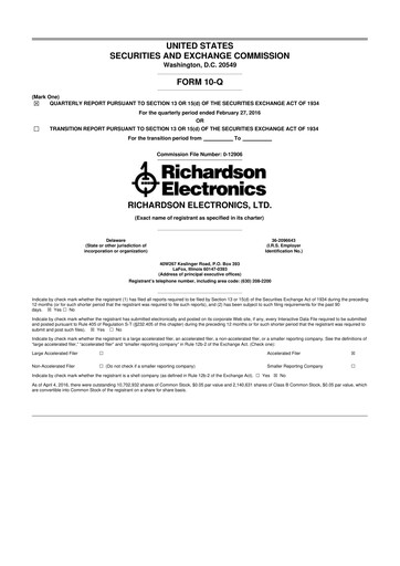 Thumbnail Richardson Electronics 10-Q Quarterly Report FY2016 