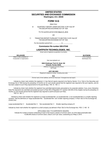 Thumbnail LightPath Technologies 10-Q Quarterly Report FY2016 
