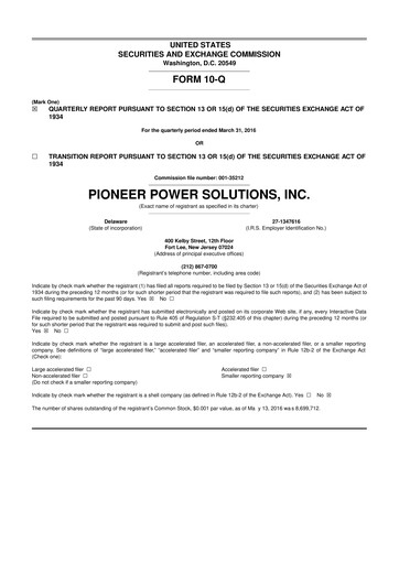 Thumbnail Pioneer Power Solutions 10-Q Quarterly Report FY2016 