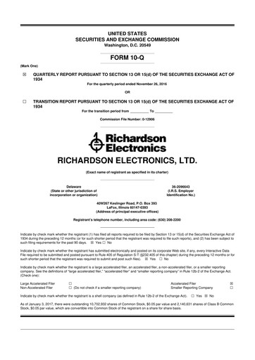 Thumbnail Richardson Electronics 10-Q Quarterly Report FY2017 
