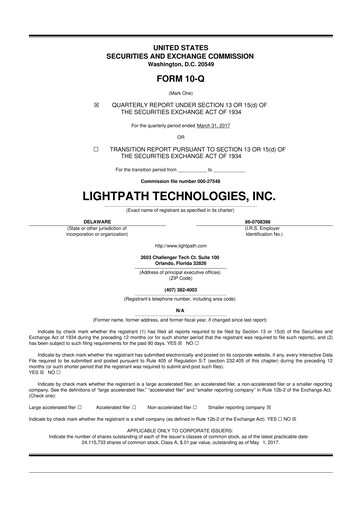 Thumbnail LightPath Technologies 10-Q Quarterly Report FY2017 