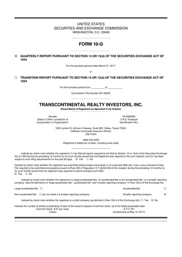 Thumbnail Transcontinental Realty Investors 10-Q Quarterly Report FY2017 