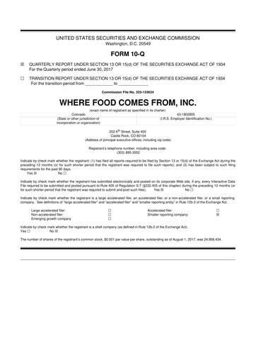 Thumbnail Where Food Comes From 10-Q Quarterly Report FY2017 