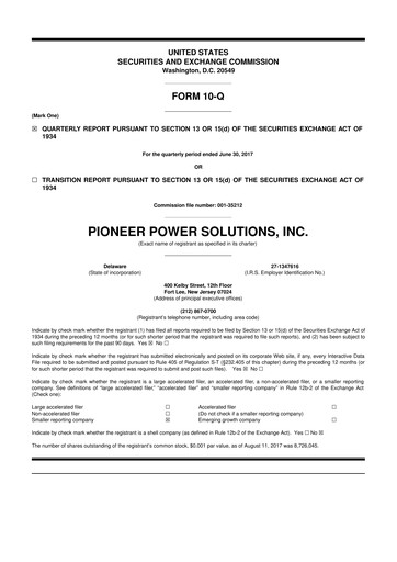 Thumbnail Pioneer Power Solutions 10-Q Quarterly Report FY2017 