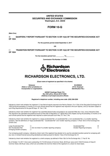 Thumbnail Richardson Electronics 10-Q Quarterly Report FY2018 