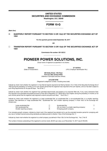 Thumbnail Pioneer Power Solutions 10-Q Quarterly Report FY2017 
