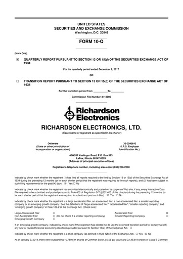 Thumbnail Richardson Electronics 10-Q Quarterly Report FY2018 