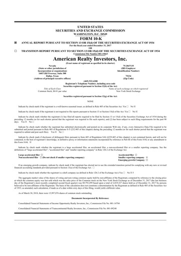 Vorschaubild American Realty Investors 10-K Jahresbericht 2017