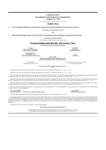Thumbnail Transcontinental Realty Investors 10-K Annual Report 2017
