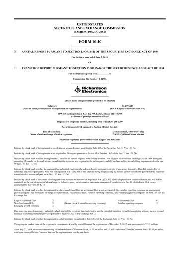 Thumbnail Richardson Electronics 10-K Annual Report 2018