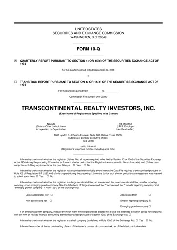Thumbnail Transcontinental Realty Investors 10-Q Quarterly Report FY2018 