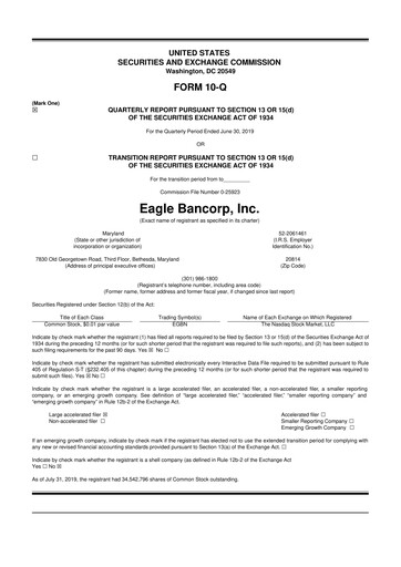 Thumbnail Eagle Bancorp 10-Q Quarterly Report FY 