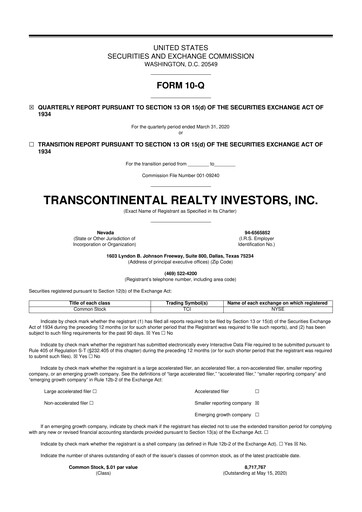Thumbnail Transcontinental Realty Investors 10-Q Quarterly Report FY2020 